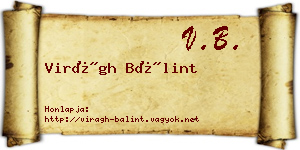 Virágh Bálint névjegykártya